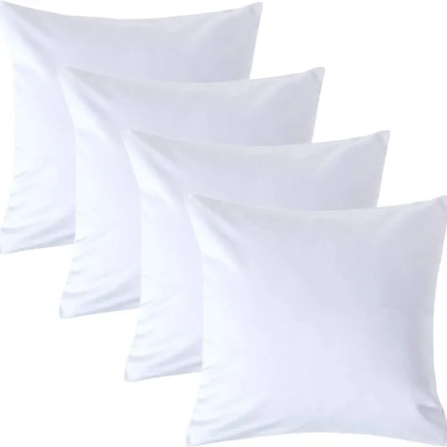 Homescapes Luxe Satijn Kussensloop 40x40 cm – Wit – Set van 4 – 100% Egyptisch Katoen Satijn – Draaddichtheid 1000
