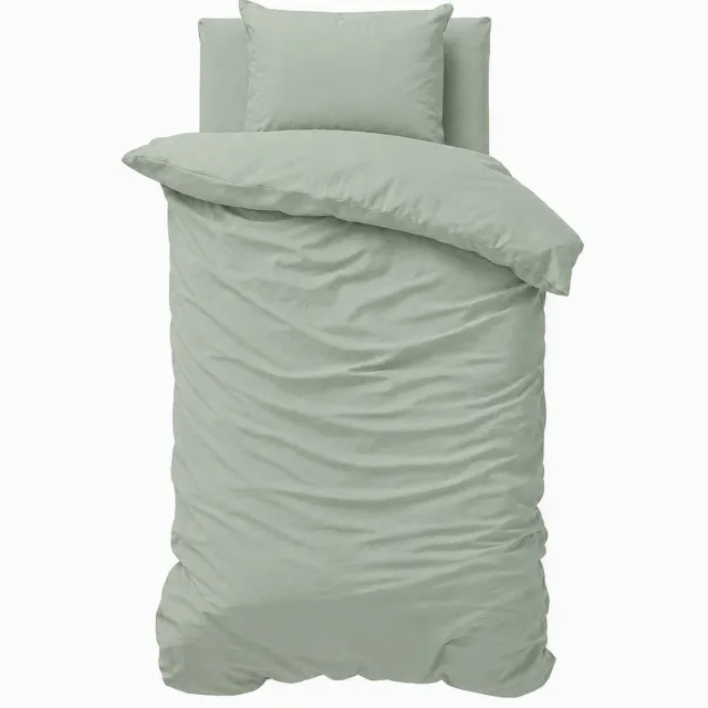 decoware Peuter Dekbedovertrek Uni 120x150 cm - Groen - Katoen - Voor Peuterbed - Met Kussensloop