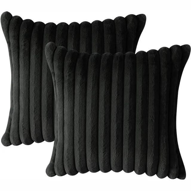 COVREO Kussensloop 45 x 45 cm zwart velours, 2-delig met ritssluiting