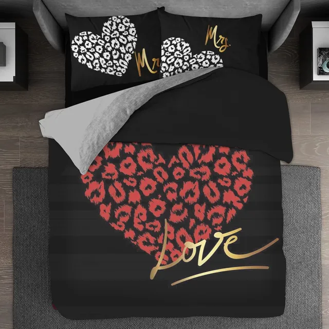 BED GLOW & APPAREL SPECIAAL VALENTIJNSDAGGE SCHENK!!! - Dubbele persoons Dekbedovertrekset 200 x 200 cm en 2 kussensloops 60x70 cm - 100% katoen - HART PATROON Rood