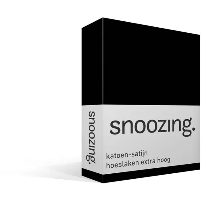 Snoozing Katoen-satijn - Hoeslaken - Extra Hoog - Tweepersoons - 120x220 cm - Zwart
