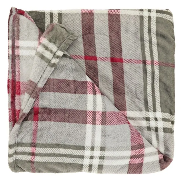 plaid Victor grijs rood ruit
