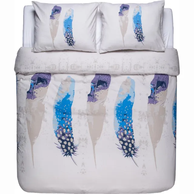 Ambianzz Bedding Peacock Feathers Flanel - Dekbedovertrek - Flanel - Tweepersoons - 200x200/220 cm - Blauw