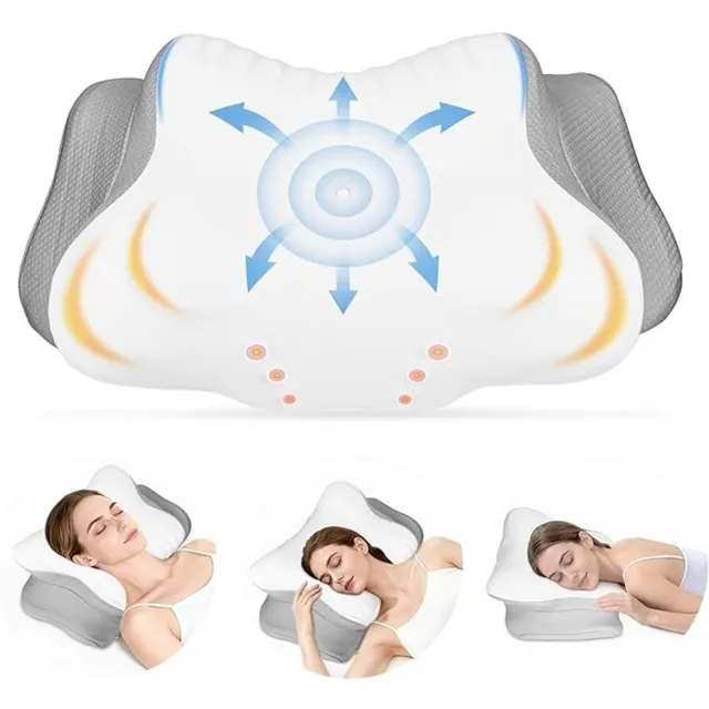 ShawnQ Traagschuim neksteunkussen met verkoelende hoes - Ergonomisch slaapkussen voor alle slaapposities Wit