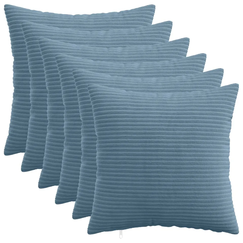 vidaXL Kussensloop 6 st HEERLEN Blauw 30 x 30 cm corduroy, foto 3
