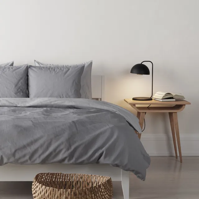 Mistral Home DEKBEDOVERTREK - gewassen katoen - 270 x 220 cm + 2x 65 x 65 cm - extra breed - bicolor - grijs