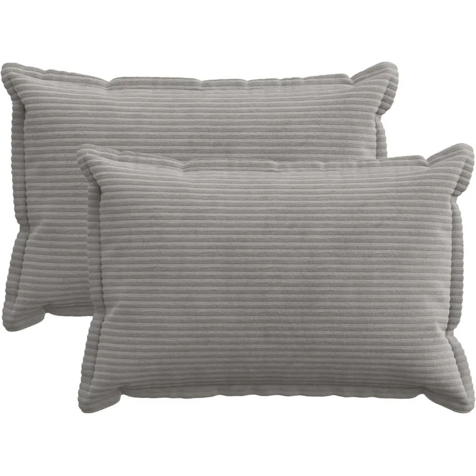 vidaXL Kussensloop 2 st HOUTEN Lichtgrijs 50 x 70 cm corduroy, foto 3