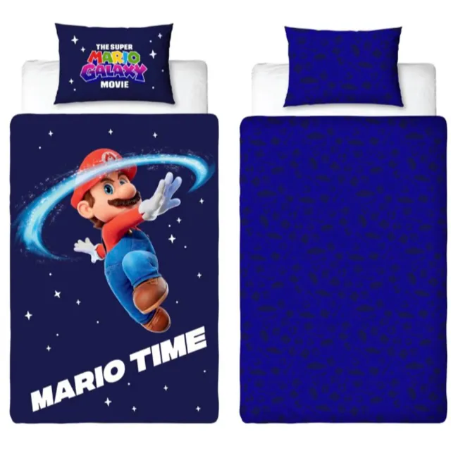 Vespo The Super Mario Galaxy Movie Dekbedovertrek | Kinderdekbedovertrek Dubbelzijdig | Omdraaien voor ander patroon Donkerblauw