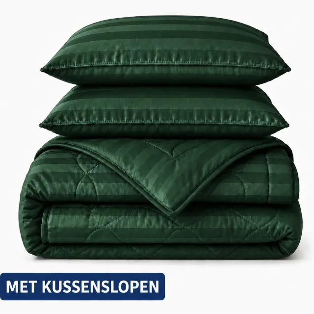 decoware Dekbed Zonder Overtrek 200x200 cm - Groen - Hotel Velvet – Met Kussenslopen - Wasbaar - Hoesloos Dekbed Groen Hotel