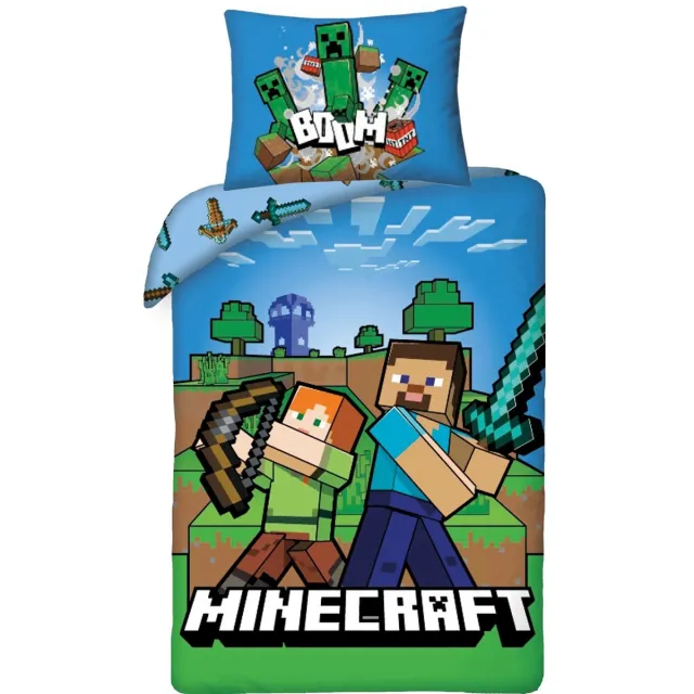 Minecraft Dekbedovertrek Boom - Eenpersoons - 140 x 200 cm - Katoen Multi