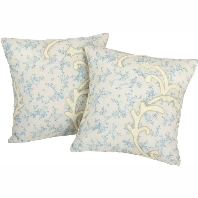 Loberon Kussenhoes set van 2 Rocaille Étoilée wit/blauw