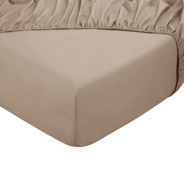 PHLOX Hoeslaken - 100% Katoen Satijnen (300 TC) - Tweepersoons 140x200 cm - Zacht & Huidvriendelijk - Rondom Elastiek - Beige