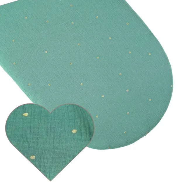 Like Moses Luxe Muslin Wieglaken met Elastiek - Groen met Goudstippen