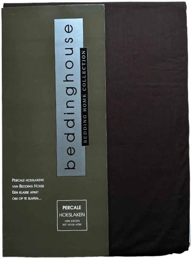 Beddinghouse Luxe Percale Katoen Hoeslaken - 80/90x210 cm - Donker Bruin - Extra Hoge Hoek 30 cm - Perfecte Pasvorm