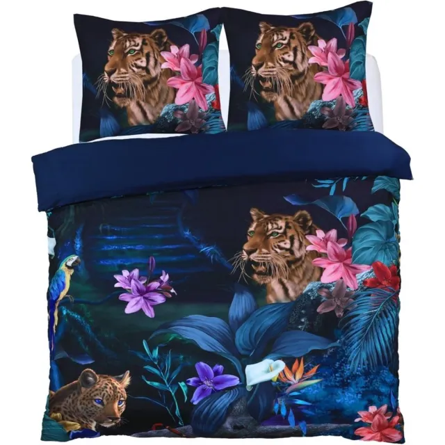 Husch Dekbedovertrek Jungle Tiger - 240x200/220 - Tijger Donkerblauw