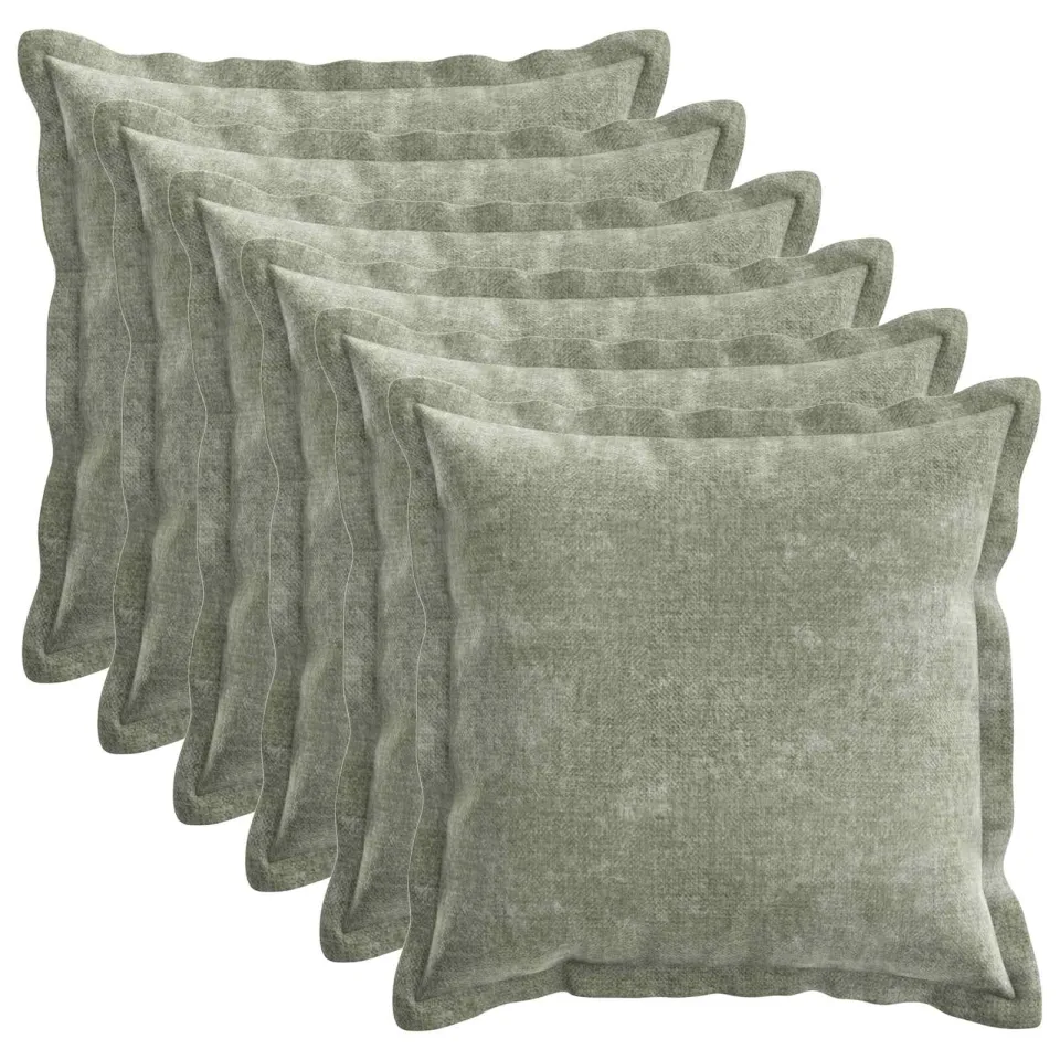 vidaXL Kussensloop 6 st HOUTEN Groen 40 x 40 cm Chenille Stof, foto 3
