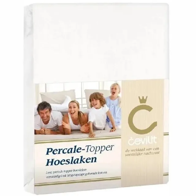 Cevilit Topdek-Topper hoeslaken percale 120 x 200 wit
