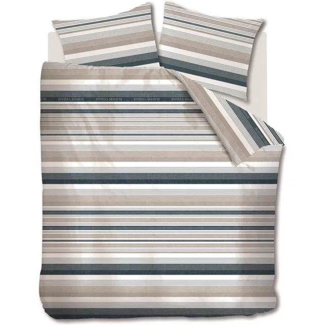 Riviera Maison Sturdy Stripe dekbedovertrek - Tweepersoons - 200x200/220 - Marineblauw