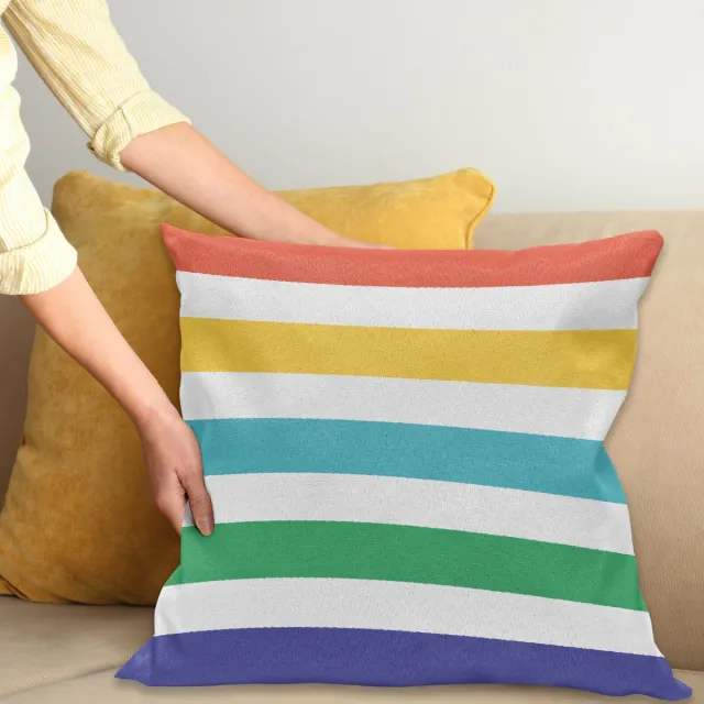ABAKUHAUS Gestreift Kussenhoes, Regenboog-Kinder-Patroon, Water- en Vuilafstotende Stof met Digitale Print voor Binnen en Buiten, 45 x 45 cm, Meerkleurig