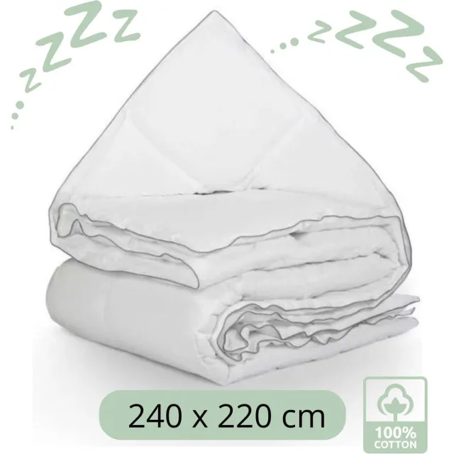 Droomtextiel All Season Dekbed - 100% Katoen - Hotelkwaliteit - Lits-Jumeaux 240x220 cm - Comfort & Ademend - Antiallergisch - Hoogwaardige Kwaliteit - Heerlijk Zacht Wit