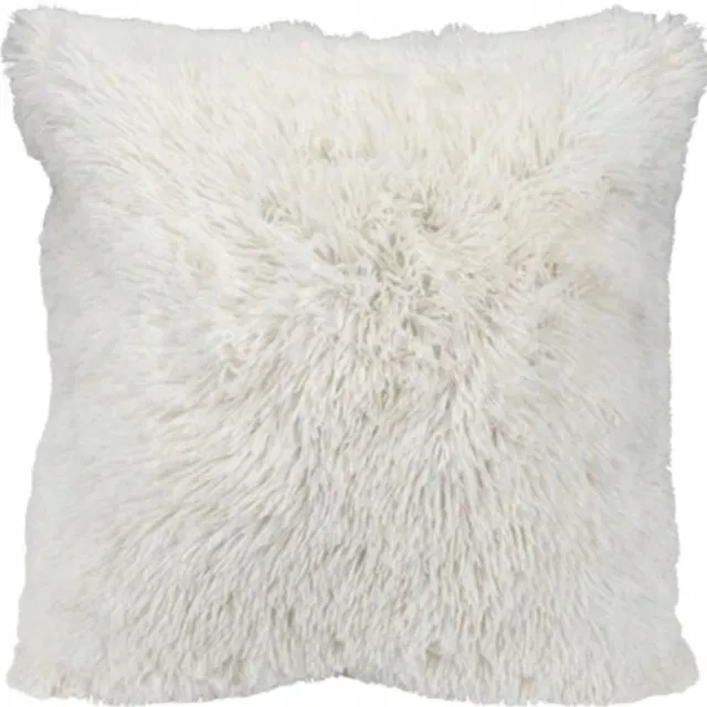 Granda Decoratieve Kussenhoes Wit 40x40 cm - Zacht Shaggy Pluche