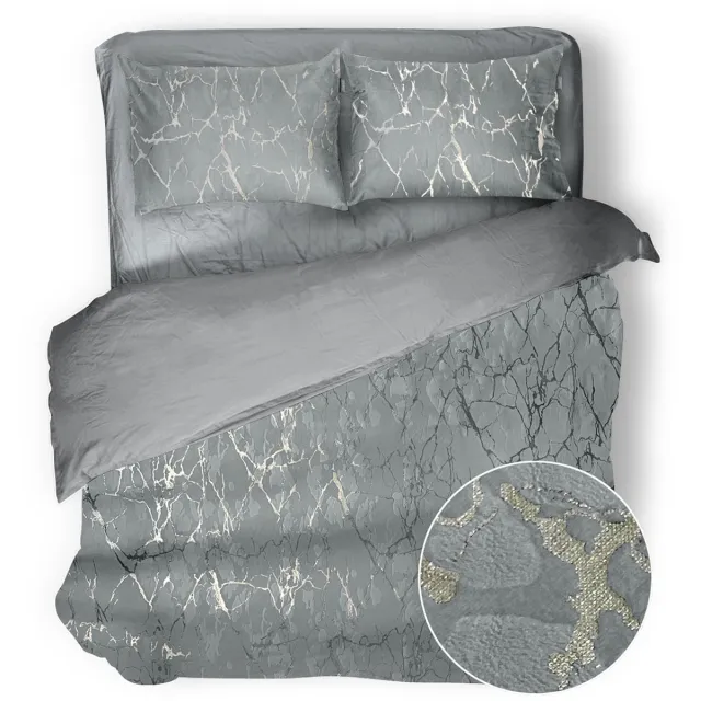 Eleganzzz Dekbedovertrek Marbel Foil Velvet - Grey - Dekbedovertrek 200x200/220cm - 100% Velvet - Tweepersoons dekbedovertrekken - Abstract Dekbedovertrek Grijs