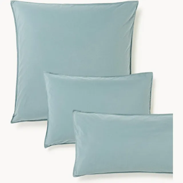 Westwing Collection Kussenhoes van gewassen perkalkatoen Debbie Blauw