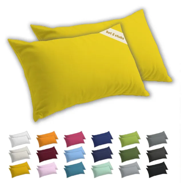 lavea Kussenslopen 40x80 cm Set van 2 – Kussenhoezen van 100% Zachte en Ademende Jersey Katoen met YKK Ritssluiting – Zonnegeel