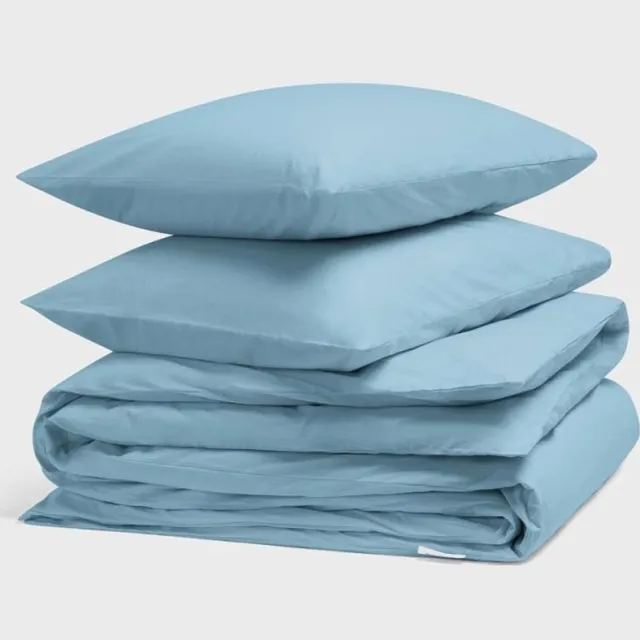 Yumeko dekbedovertrek percal katoen blauw 240x220 + 2/60x70 - Bio, eco & fairtrade
