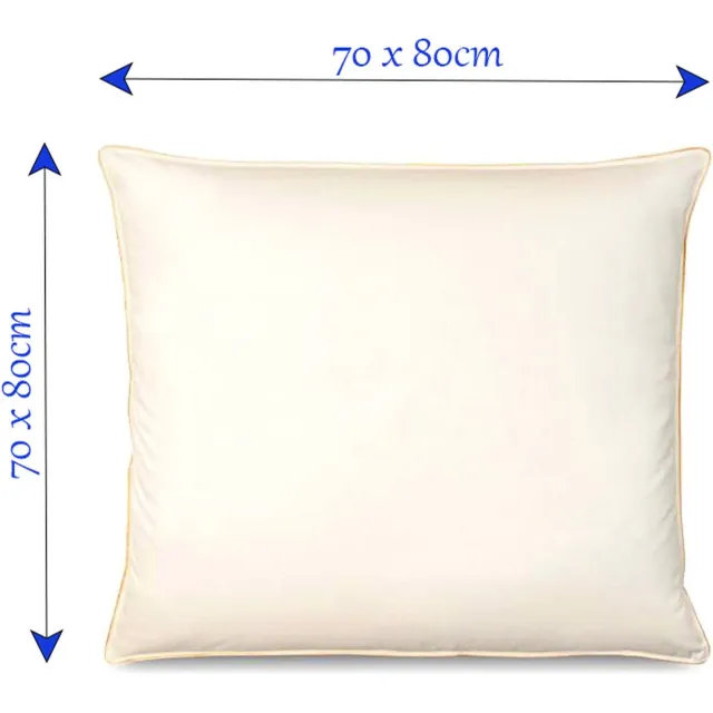 OnceDoce® Ganzendons Kussen – 70x80cmcm – 2 kg Vulling – 100% Katoenen Tijk - Satijnen Bies – Kleur Crème – Medium Stevig