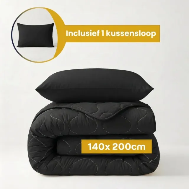 Dekbed-Discounter Sleeptime Dekbed Zonder Overtrek 140 x 200 cm - Inclusief 1 kussensloop - Wasbaar op 40 graden - Warmteklasse 2 - Zwart