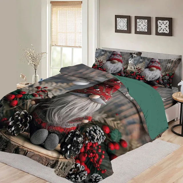 BED GLOW & APPAREL Holiday Gnome Dekbedovertrek 200x200 – Luxe Kerst Print – 2 Kussenslopen 60x70 meerkleurig