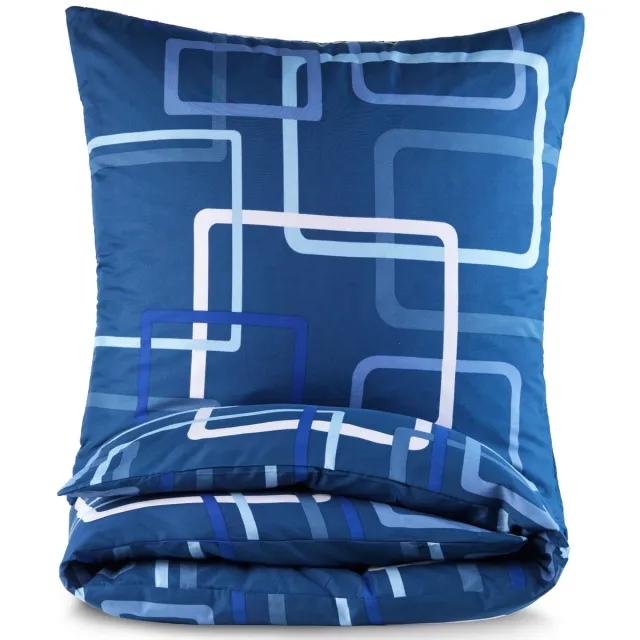 Unyqoos 2-delige microvezel beddengoedset in blauw voor eenpersoonsbed met ritssluiting