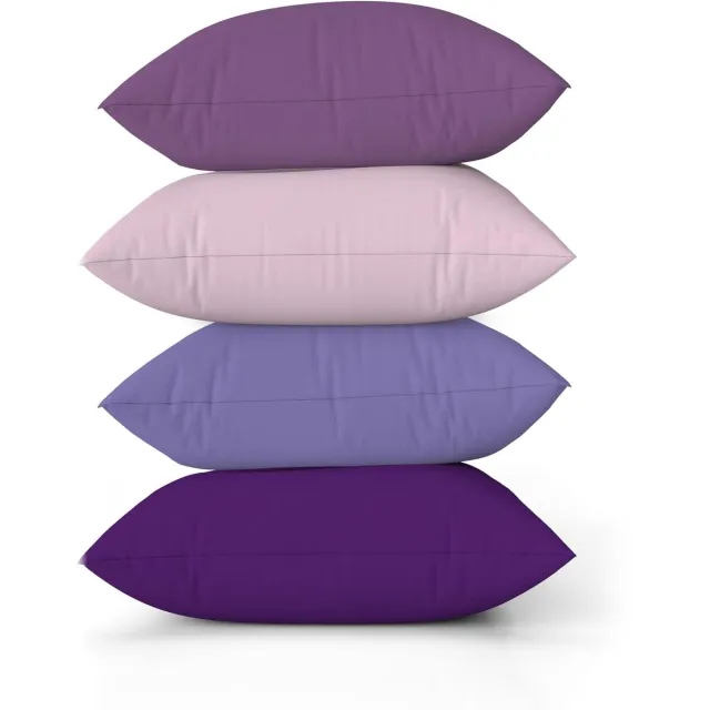 Famanu Linnen kussensloop voor sofa kleurverloop paars bedkussen lavendel manor kleur handgemaakte vierkante kussenslopen met onzichtbare ritssluiting 60 x 60 cm set van 4 cse31