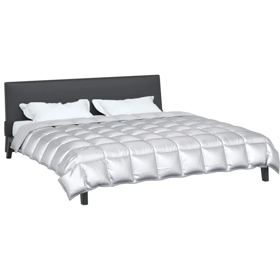 vidaXL Winter Dekbed 240 x 260 cm 450 gsm Satijn en microvezel zilver, foto 2