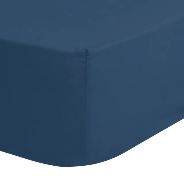 Good Morning hoeslaken effen kleur - Lits jumeaux 180x200 cm - Denim - 100% Katoen renforce