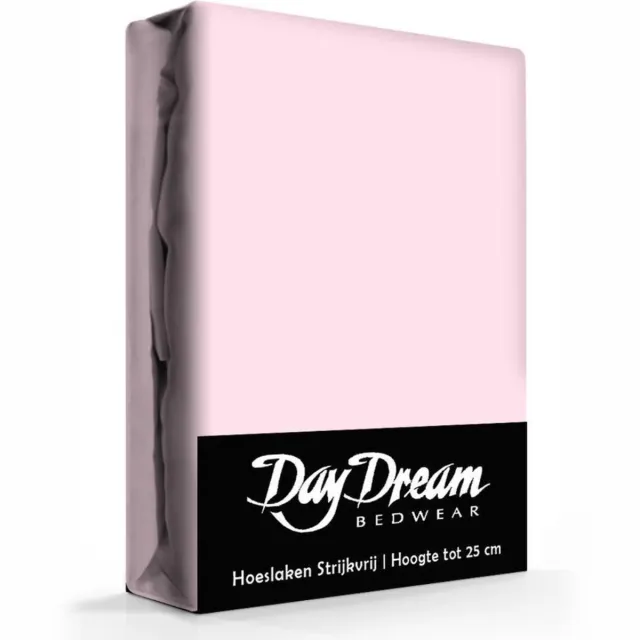 Day Dream hoeslaken - strijkvrij - katoen - 160x200 - Roze