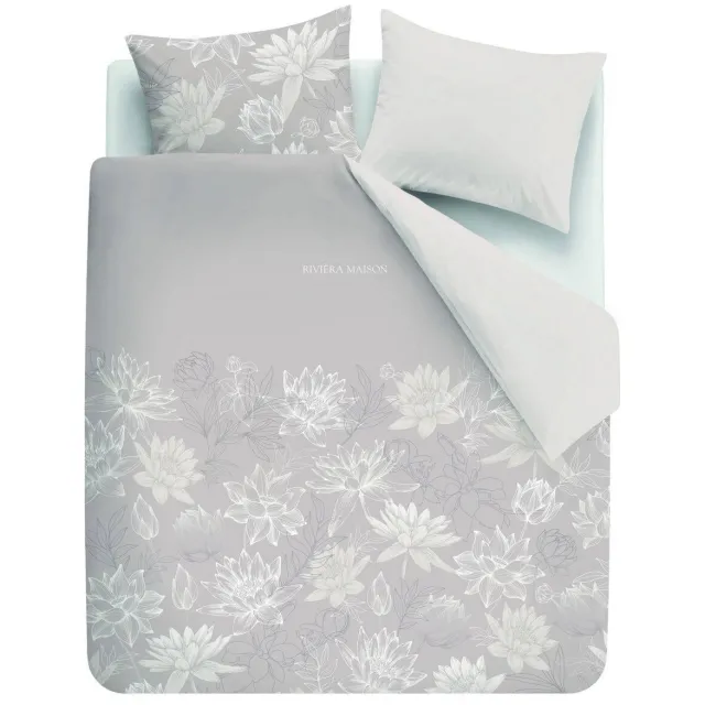 Riviera Maison gebloemd lits-jumeaux dekbedovertrek grijs Taupe