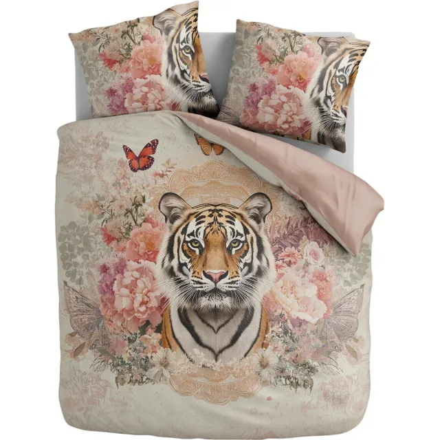 Zydante Dekbedovertrek Set – Dekbedhoes met Print – met 2 Kussenslopen - Tigress Wit