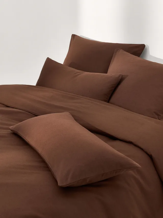 Westwing Collection Flanellen dekbedovertrek Biba Bruin