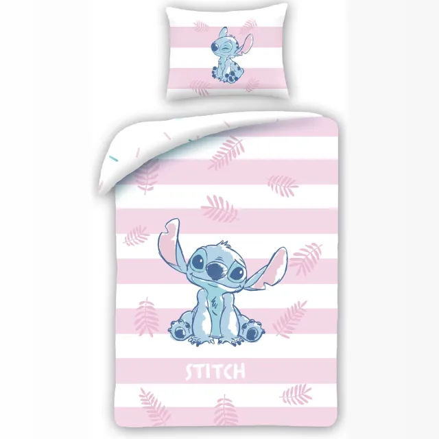 Lilo & Stitch Disney Lilo & Stitch Dekbedovertrek, Stripes - Eenpersoons - 140 x 200 cm - Katoen Roze