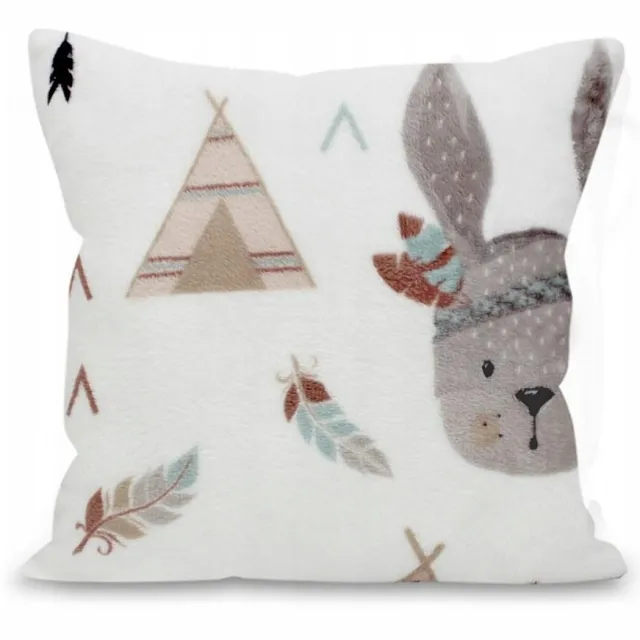 DOMAREX Mooky Bunny Kussen 40x40cm - Zacht Microflanel - Beige