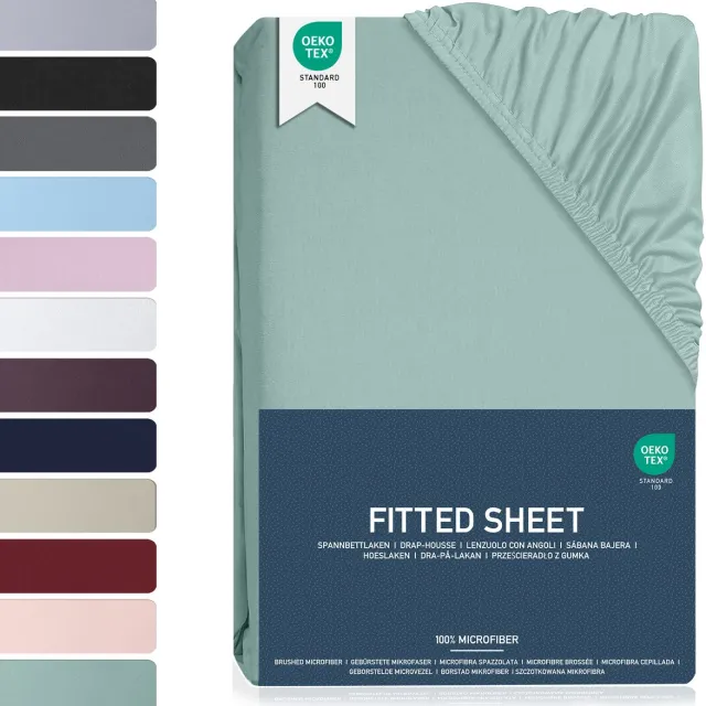 BARBONS hoeslaken 90x200 - 35 cm Matrashoogte - Rondom Elastiek - Geborsteld Microvezel groen
