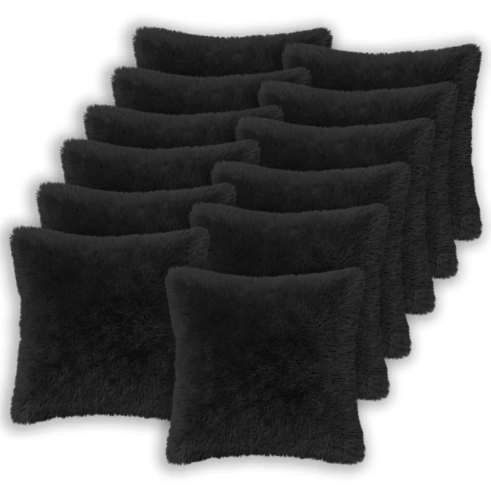 vidaXL Kussensloop 12 st HEERLEN Zwart 40 x 40 cm PV Fleece, foto 3
