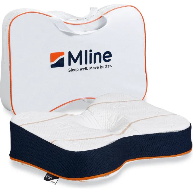 M line Athletic Pillow – ergonomisch hoofdkussen tegen nekklachten – traagschuim vlinderkussen – voor rug- en zijslapers Wit