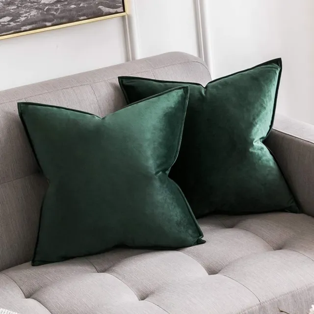 Ibenzoa Kussensloop Set van 2 met Verborgen Ritssluiting voor Diverse Interieurs, 50x50 cm groen