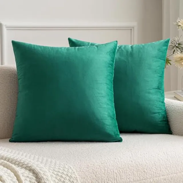 Miulee Set van 2 fluwelen kerstkussenhoezen Decoratieve sierkussens Bankkussens Lendenkussens Kussenhoes met verborgen rits Slaapkamer 16 x 16 inch 40 x 40 cm Malachietgroen