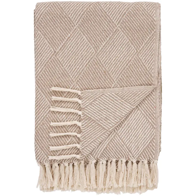 Artichok Ivory plaid beige met franjes - 180 x 130 cm