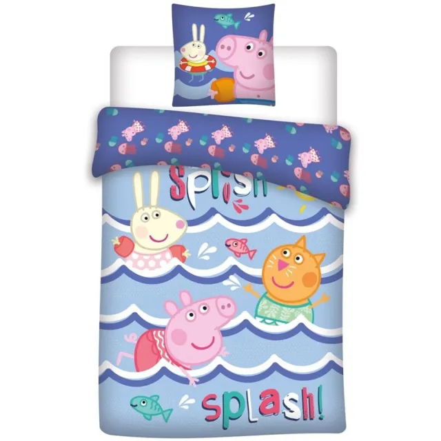 Peppa Pig Dekbedovertrek Splash - 140 x 200 cm / 65 x 65 cm - Polykatoen Multi kleuren