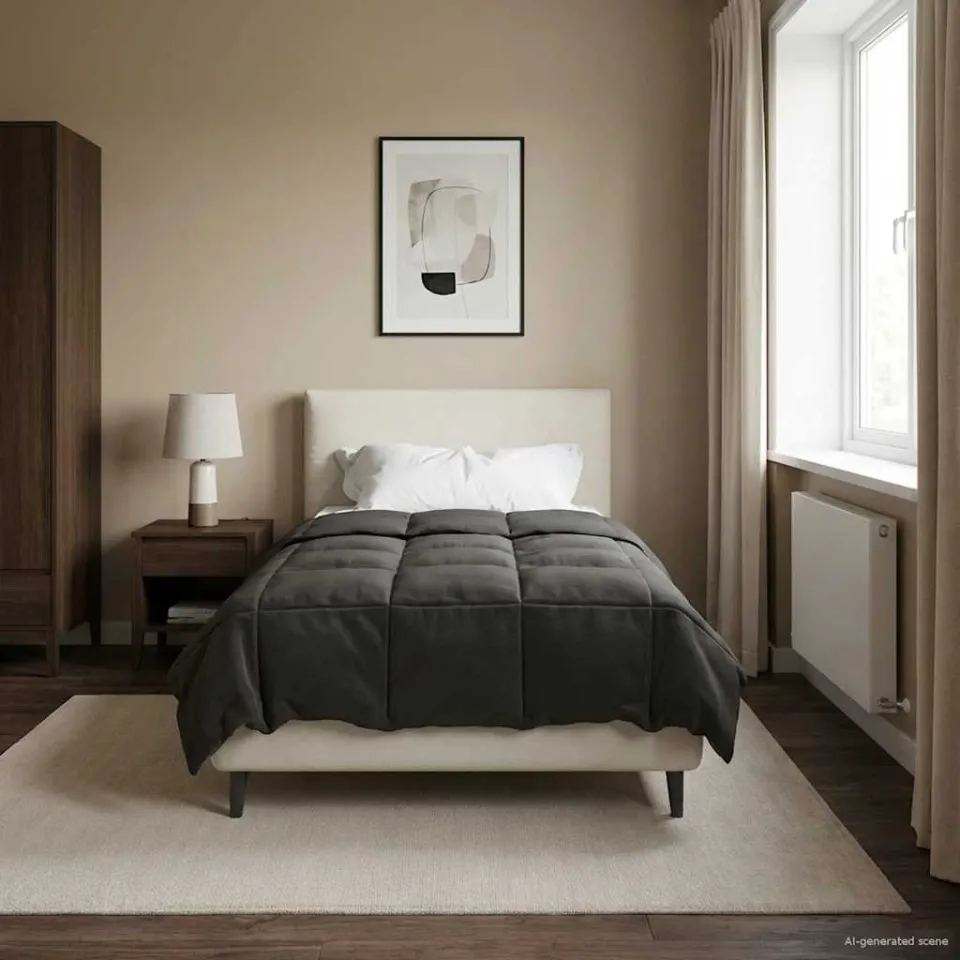 vidaXL Vol jaar dekbed 135 x 200 cm Microfiber (100% polyester) anthraciet, foto 4